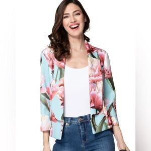 JOSEPH RIBKOFF WOMENS FLORAL COVER UP JACKET BLAZER SIZE 8